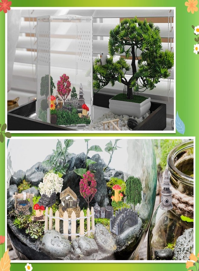 RoundFunny 23 Pcs Jumping Spider Enclosure and Habitat Miniatures Figurines Set Clear Acrylic Enclosure Mini Jumping Spider Accessories for Habitat Decorations Garden Figurines(Moss) - Image 5